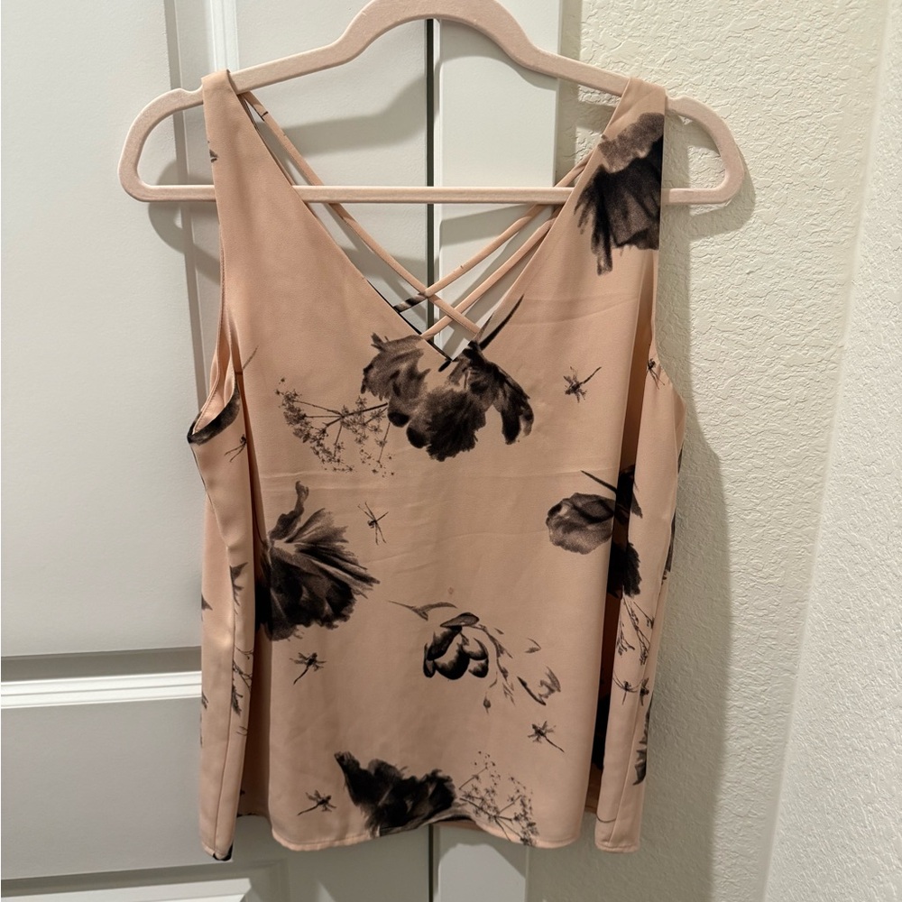 Express Floral‎ Criss Cross Back Tank Sleeveless Top